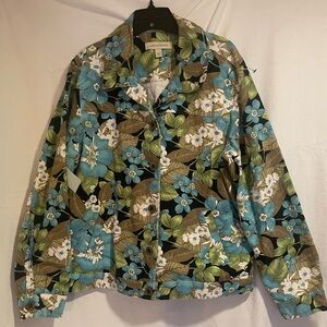 Appleseed's Blue and Green Floral 100% Cotton Canvas Jacket